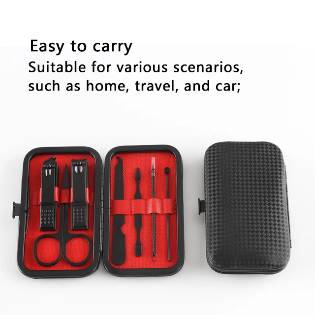 Datang Yu stainless steel Nail clippers set 7pcs Manicure set curette Eyebrow scissors Customizable logo