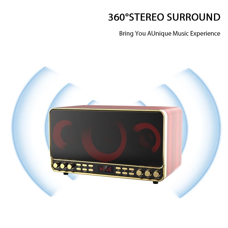 2023 sell well leather wooden box Portable retro Bluetooth speaker  wireless music retro bluetooths speaker