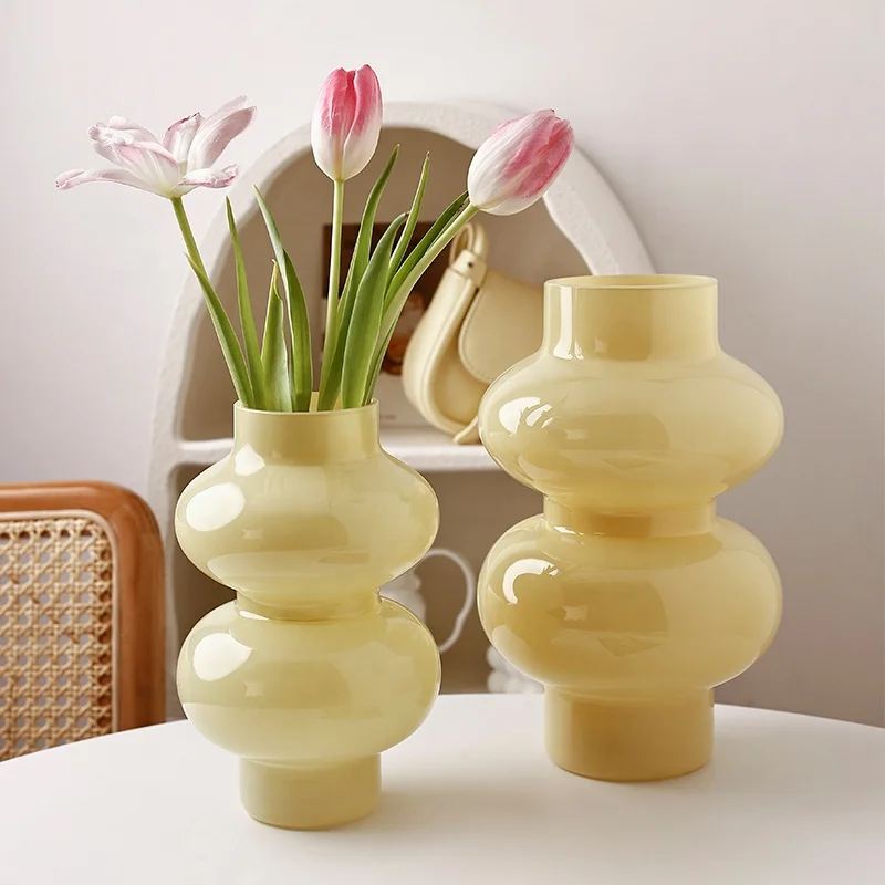 2023 BHM Ins Glass Vase Ornaments Living Room Transparent Flower Arrangement High-end Water Culture Dining Table Tabletop Vase