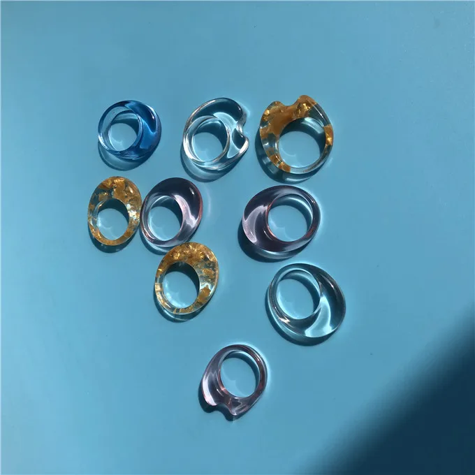 Peichi New design high fashion transparent clear acrylic ring statement jewelry resin ellipse rings INS hot style