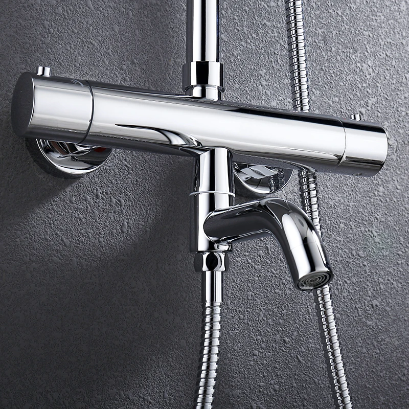 Luxury New Chrome Color Solid Brass Shower Set with 59mm Big Rainfall and Soft Shower Head 3 Functions Stainless Steel Pipe