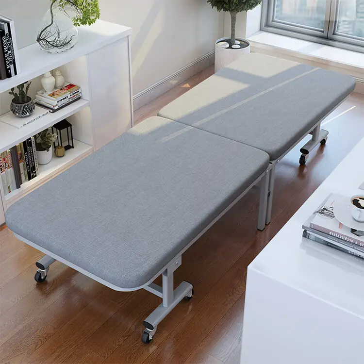 High Quality Wholesale Portable Steel Frame Hotel Extra Single Cot Wall two part Folding Bed