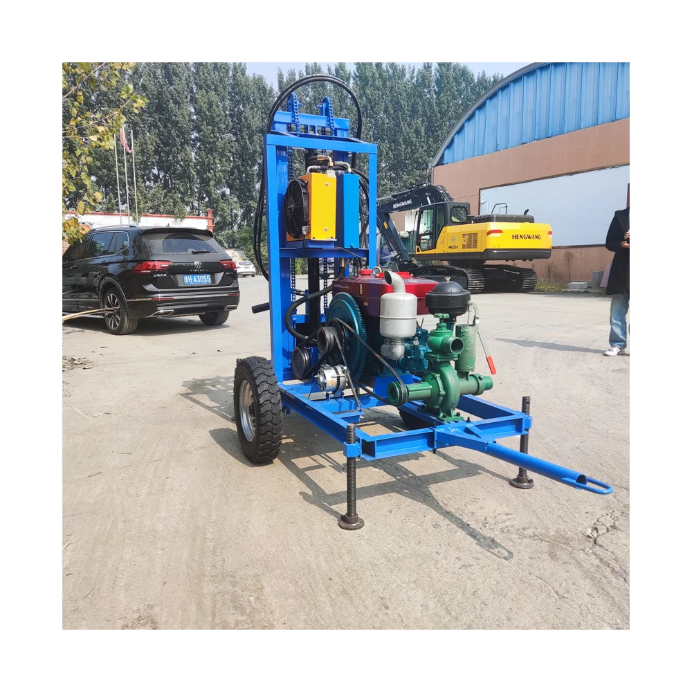 Trailer Mounted Movable 100m 120m 150m 180m 200m Portable Water Well Drilling Rig with Diesel Engine