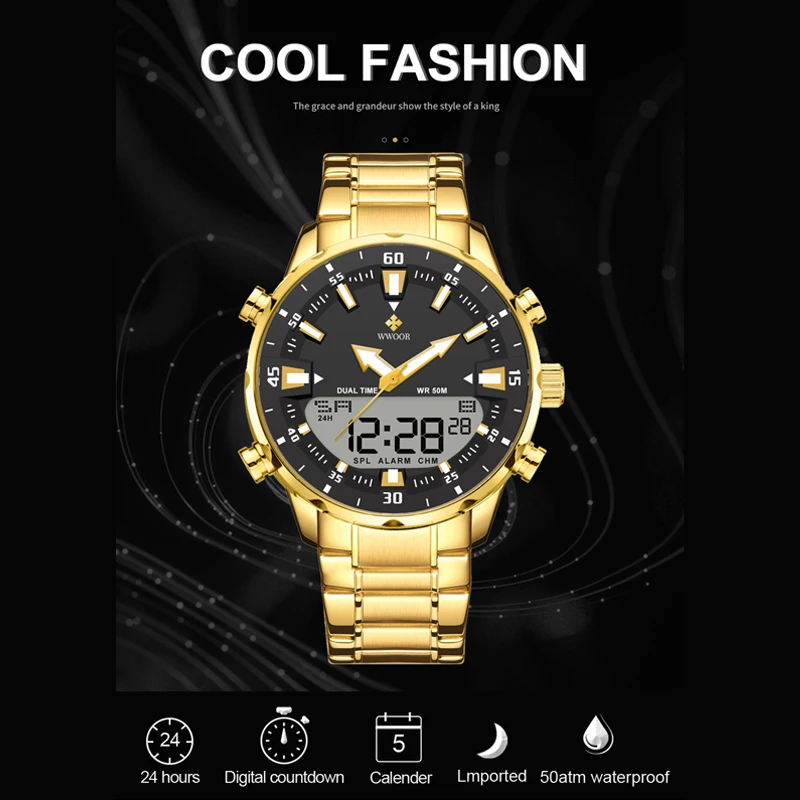 Wholesale Of New Products WWOOR 8890 Digital Quartz Watches Sport Waterproof Wrist Watch For Men Luxury