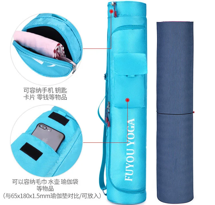 Ultralight Design 0.22kg Waterproof Yoga Mat Bags With Large Size Pocket And Zipper