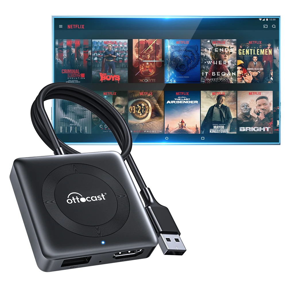 Ottocast Car TV Mate Pro AI Box Carplay Multimedia Adapter HDMI input Wired CarPlay for Cars Media Play Fire TV Stick