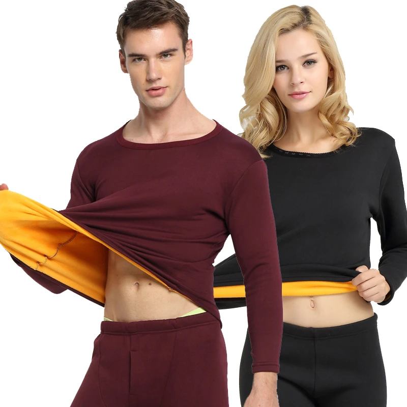 Thermal Underwear men Winter Women Long Johns sets fleece keep warm in cold weather size L to 6XL