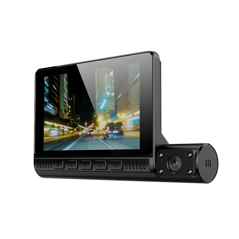 160 градусов Dashcam Mini 4 дюймовый Dash Cam Hd 3 канальный автомобильный видеорегистратор с двойной камерой безопасности камера для автомобиля Dvr De в машине