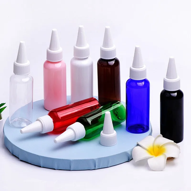 High Quality 50ml Round Shoulder Green Liquid Hair Oil Conditioner Shampoo Squeeze Plastic Bottles with Twist Top Applicator