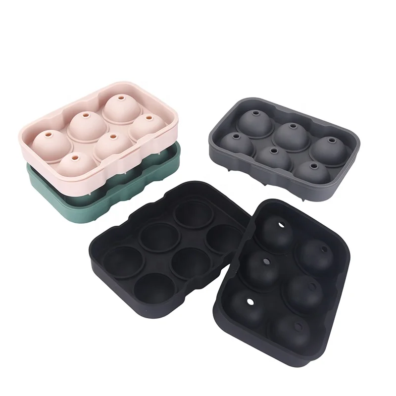 Round Shape Creative 6 Lattice 3d silicone Ice Mold Silicone Ice Cube Tray With Lid