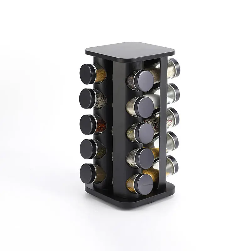 20Jars Kitchen Pepper Sauce Shaker Bottles with Stainless Steel rotating rack set seasoning rack set