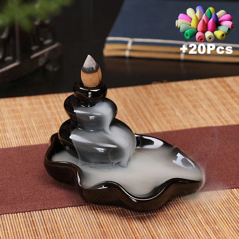 Custom Incense Cone Burner Waterfall Quemador Incienso Ceramic Backflow Incense Burner