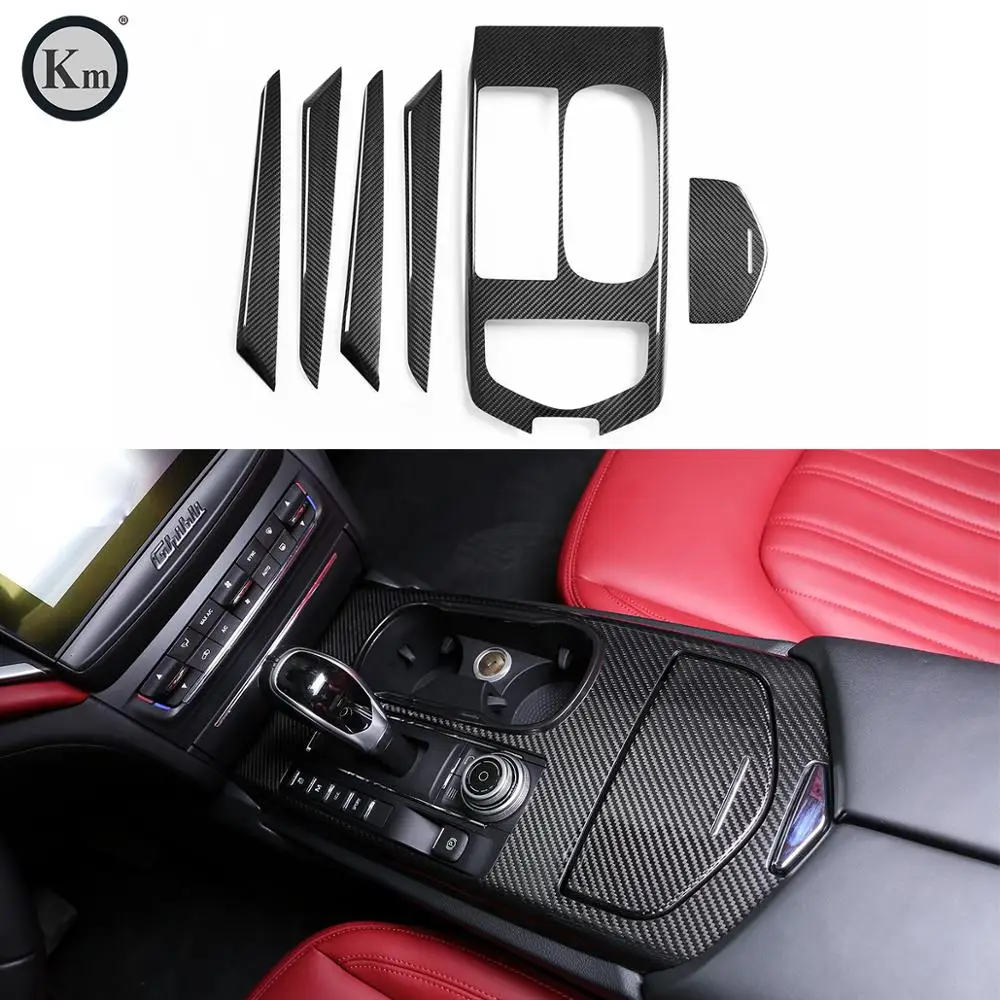 KM  For  Maserati Ghibli  M157 carbon fiber interior dashboard panel trims  paste type 2017-up lower-version 6pcs