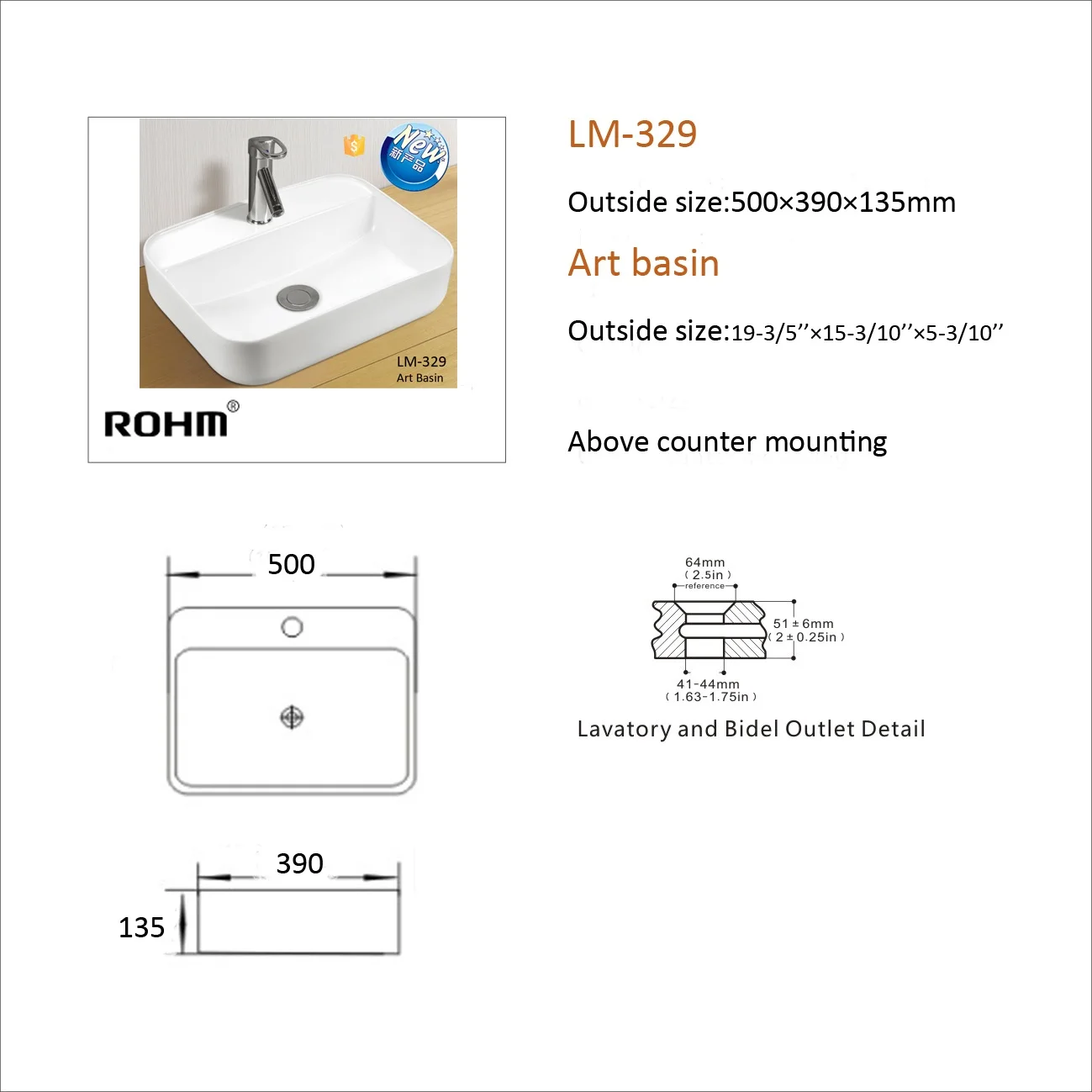 LM-329 Bathroom Sink Wash Hand Basin Countertop Sink Portable Hand Sink Wash Basin Ceramic Sanitary Ware