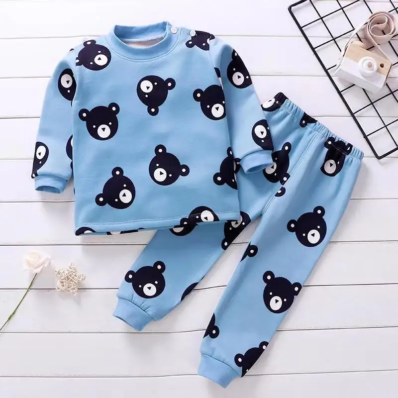 Children Thermal Underwear with Velvet Padded for Boys and Girls Winter Thicken Clothes