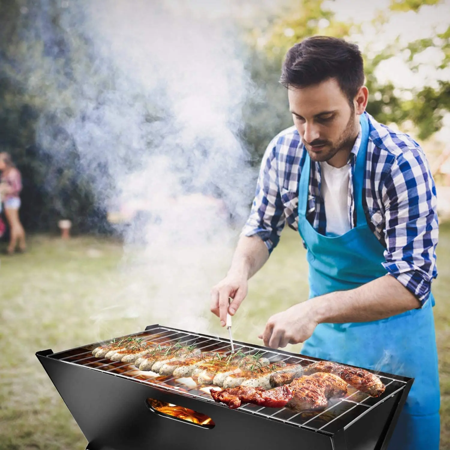 X type mini barbecue grill folding portable bbq grill portable barbecue outdoor diy charcoal smokeless grill