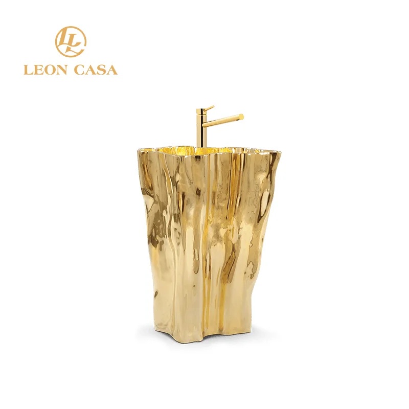 Hotel Villa Bathroom Furniture Customized Luxury Gold Stainless Steel Washbasin Bathroom Sink