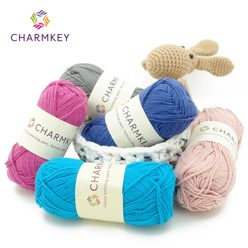 Charmkey High Quality 8S/4 Hand Knitting Pure Cotton Yarn for Crochet and Making Socks and Hats