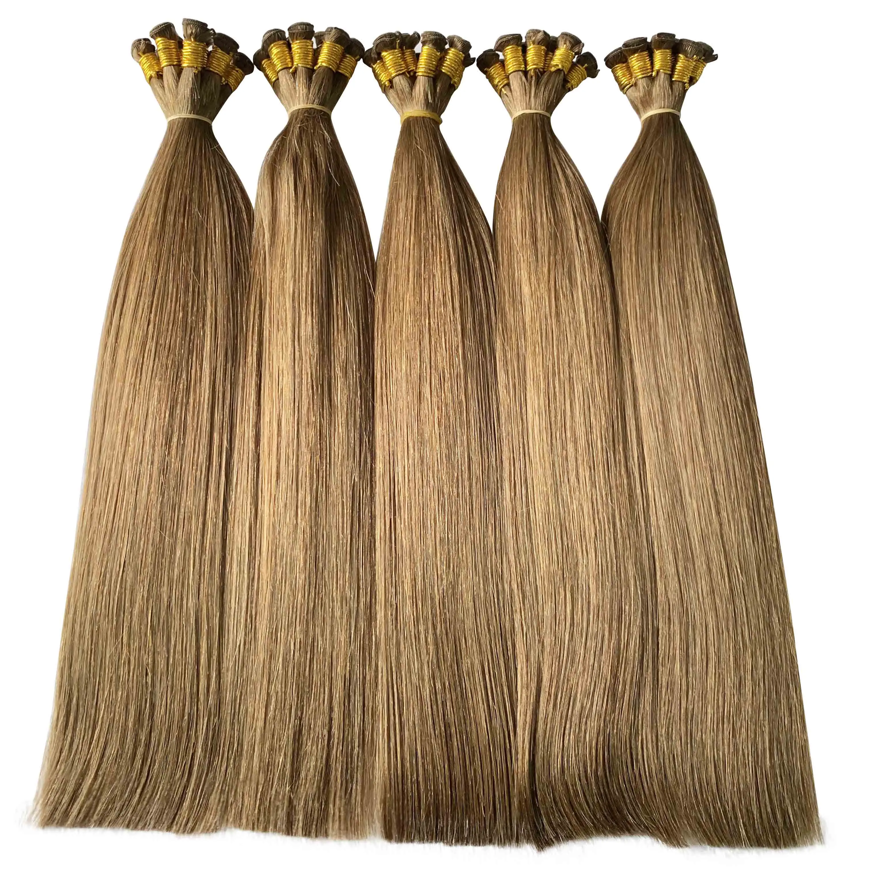 Top quality Cuticle aligned European remy hair hand tied weft hair extensions slavic hair