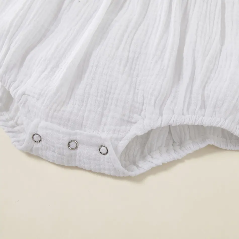 Crepe Solid Sleeveless Ubrania Dla Dzieci 100% Cotton Barboteuses Bb 3-6 Mois Peleles De Algodon Organico Baby Clothes Rompers