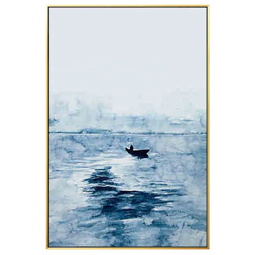 
Abstract blue seascape art canvas painting acrylic paintings on canvas boat ship wall pictures wall art home decor large paint 
