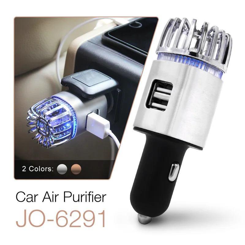 Ionkini New Arrivals 2 In 1 Smart Portable USB Vehicle Car Charger Airpurifier Air Cleaner Mini Car Air Ionizer Purifier