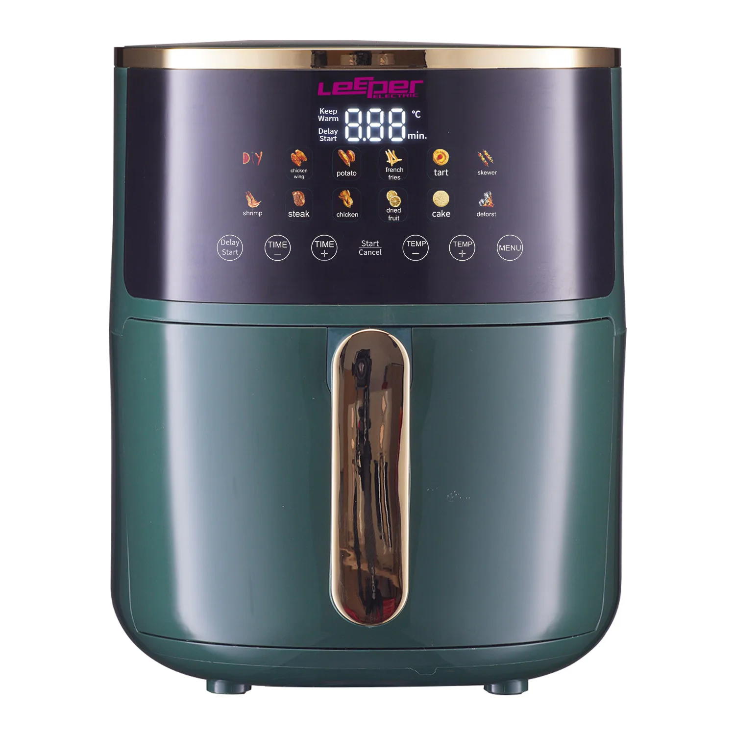 oil free OEM electric smart steam 2024 wholesale 1700W without oil green digital round basket deep cooker hot air fryer cooker