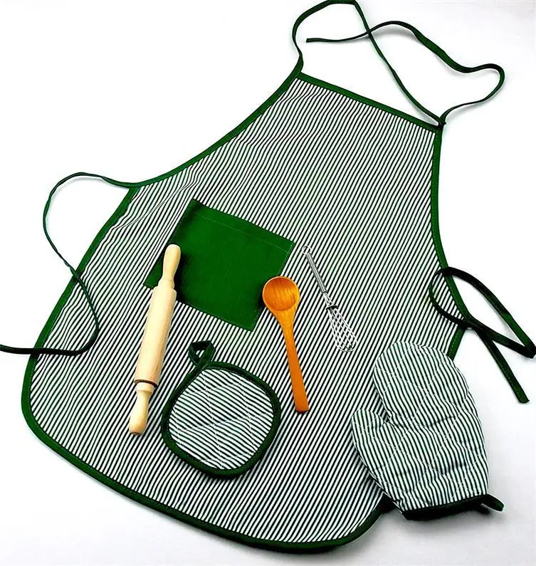 2020 manufacturer kids cooking and baking kitchen apron set toys playful chef for gifts