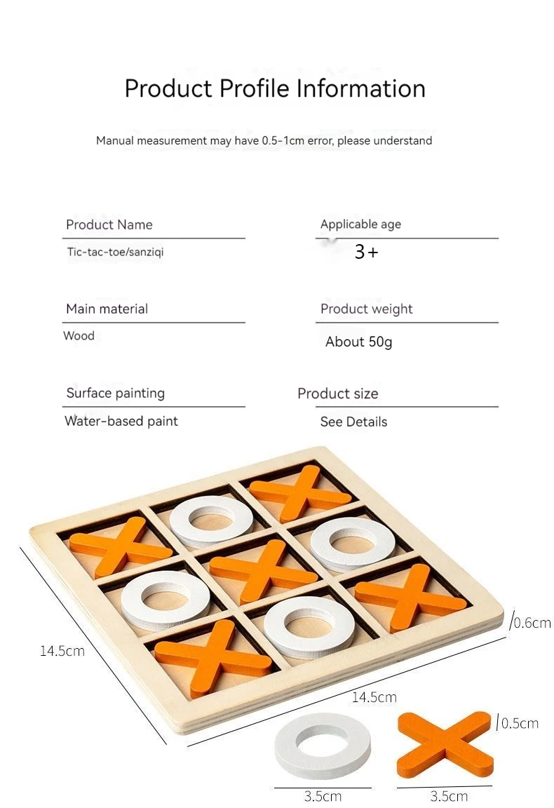 Hot Sale Party Table Games Building Blocks Puzzle Tic-Tac-Toe Montessori Educational Toys Xo Chess Wooden Board Game For Kids