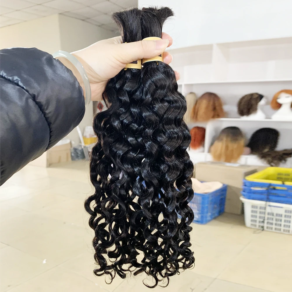 Hot Sale Raw Virgin Water Wave Bulk Human Hair Extensions No Weft for Boho knotless braids