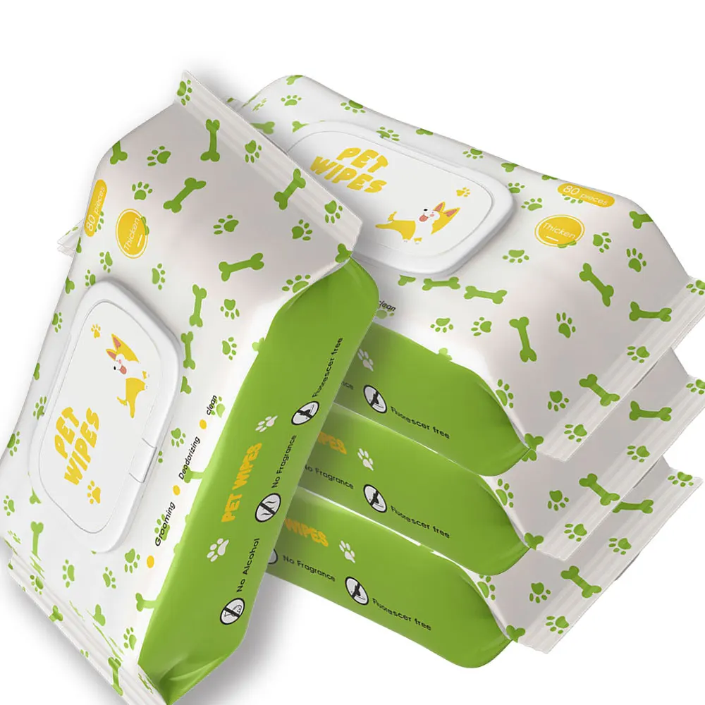 80pcs Pet Wipes Cleaning Paw Ear Fur Wet Wipes Deodorizing Daily Stain Removing