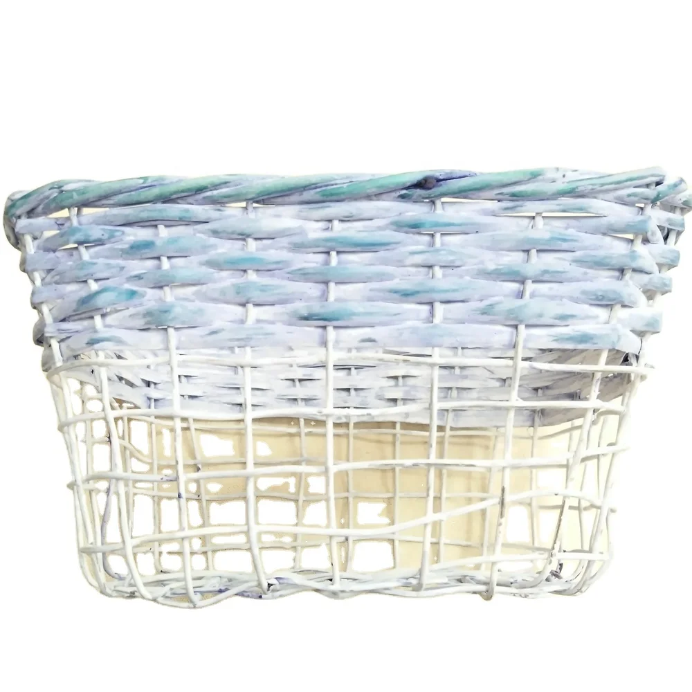 metal  frame hand made wicker plant baskets with pp lining  for garden