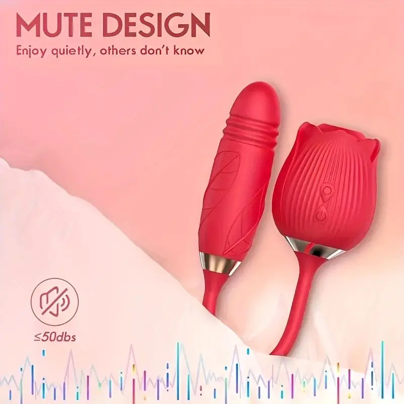 New Vibrator Pennis With Rose 2 In 1 Double Action Clitoral Sucking Extended Rose Toys Sucking Vibrator For Women With 7 Inten