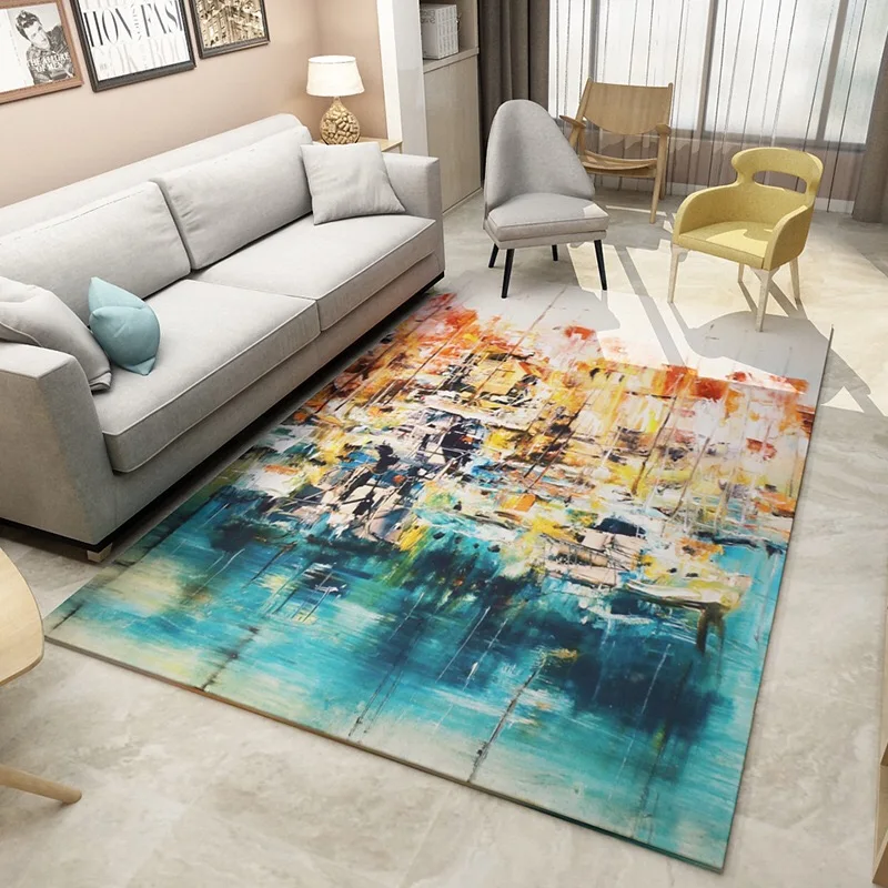 High quality crystal velvet 3D printed geometric pattern modern carpet 3D painted rugs