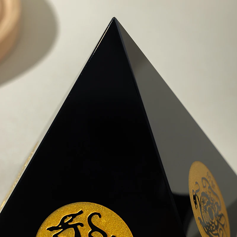 Natural Obsidian Four Divine Beasts Pyramid Ornament for House Protection and Home Decoration - Original Stone Feng Shui Style