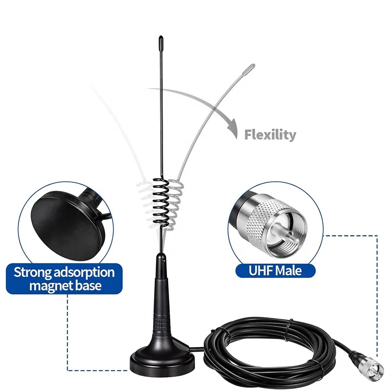 Cb Car Antenna 1.8dBi 27MHz With Magnetic Mount And Coaxial Cable Mobile Car Truck Radio Antenna