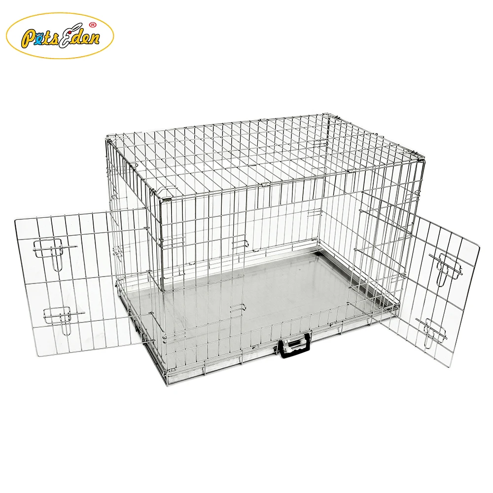 Top Selling Galvanized Silver Dog Cage Pet Crate Folding Metal Wire Dog Kennel