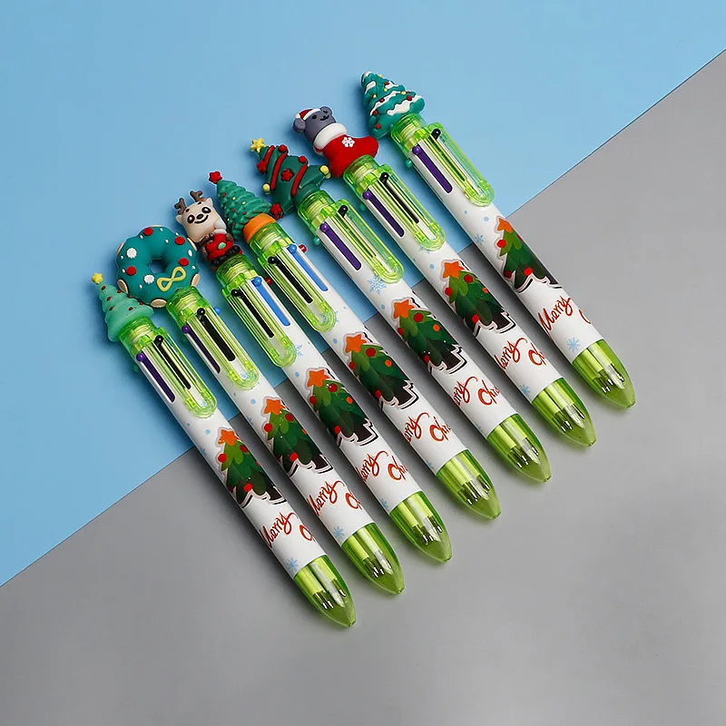 Christmas Gifts Prizes Santa Claus Snow Man Christmas Tree Elk 6 Colors Ballpoint Pen for Christmas Promotion Gift Pen