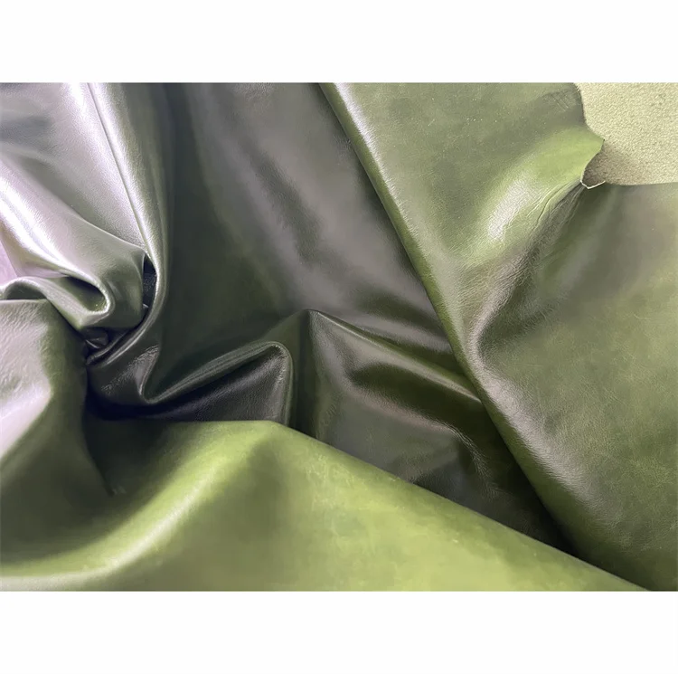 Oiled wax green crazy horse leather cow skin 1.1-1.3mm thickness for making bags