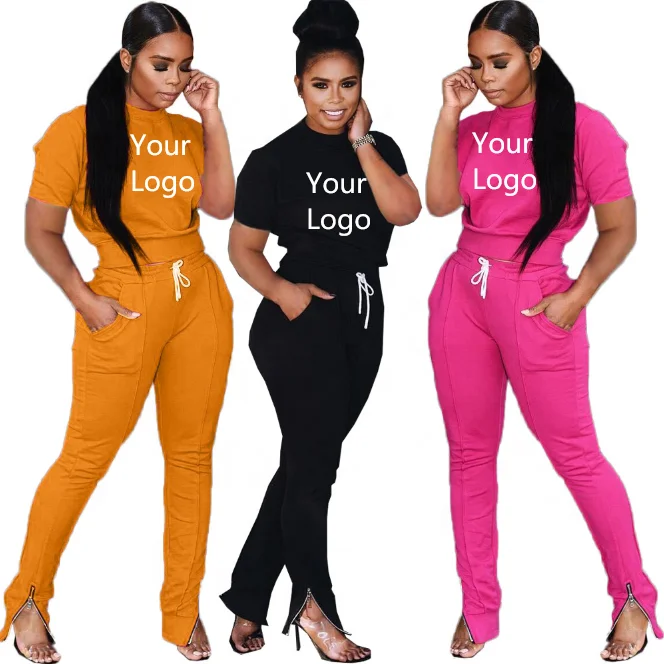 
Customized Logo 2020 Cheap Women Fitness Yoga Wear Sets Feet Zip Suits Blank Short Shirt Suits Wholesale Tracksuits 