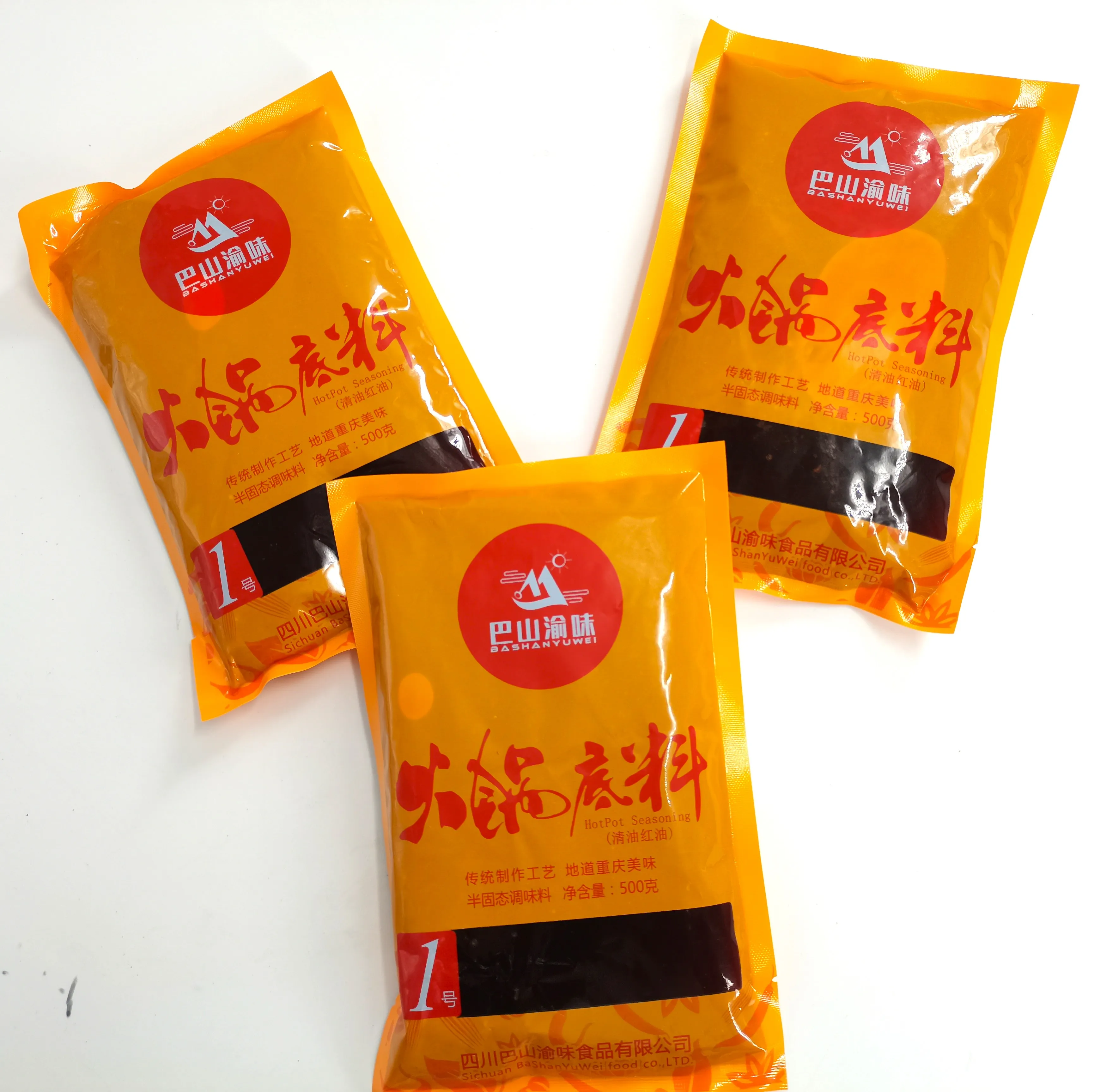 Chinese Food Hot Pot Seasonings 500g Spicy Soup Base with red Oil Flavor for Hotpot Cooking Wholesale