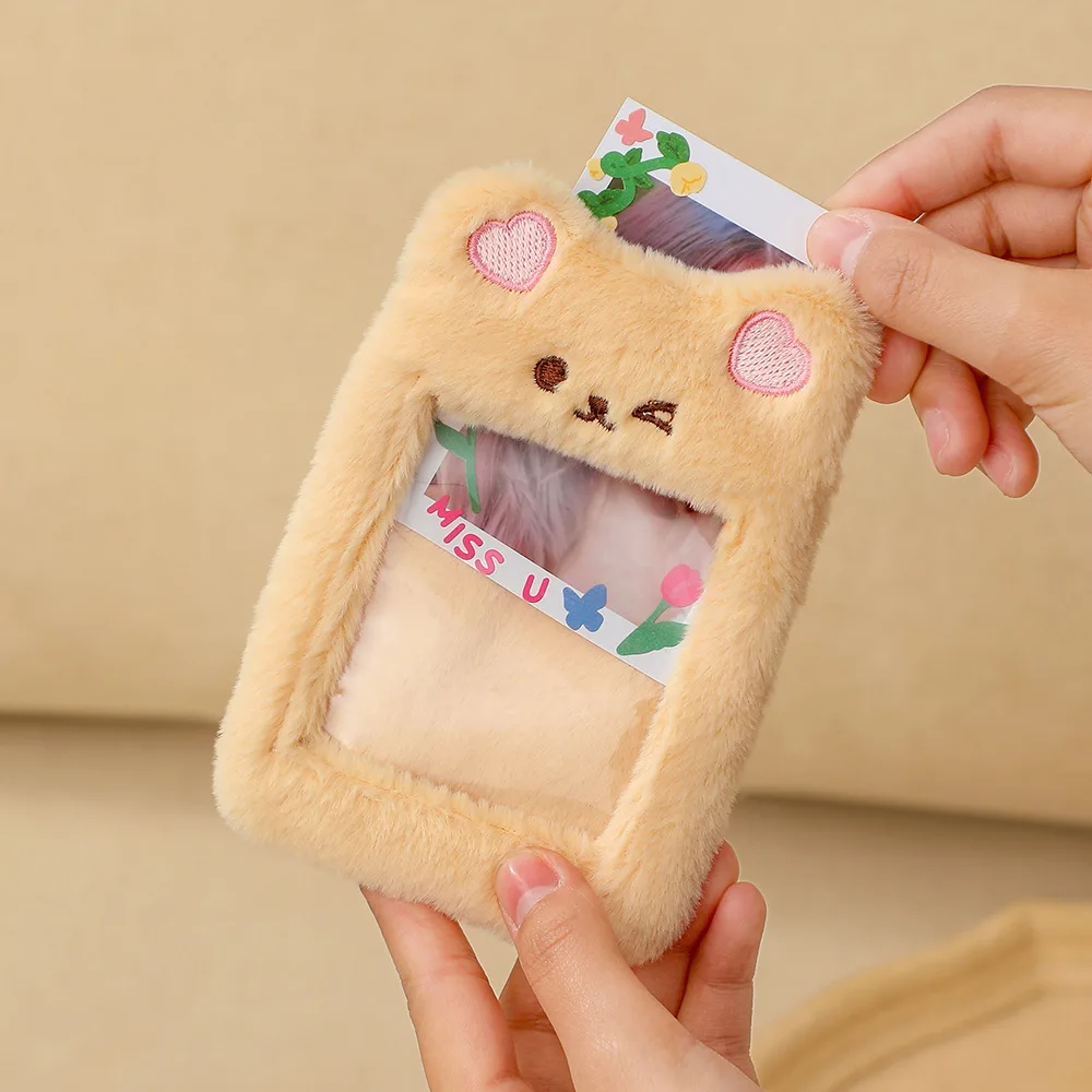 Factory Custom Fashion Custom plush idol collect photos case cute animal fluffy soft photocard kpop Plush card Holder