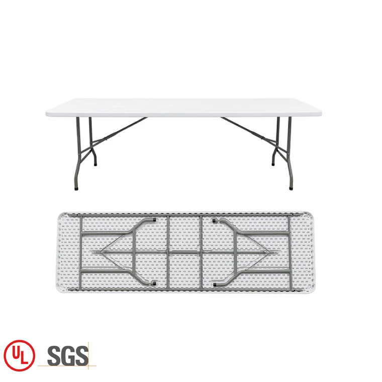 Easy Carry 8FT Rectangle white catering plastic Folding rectangular Table outdoor