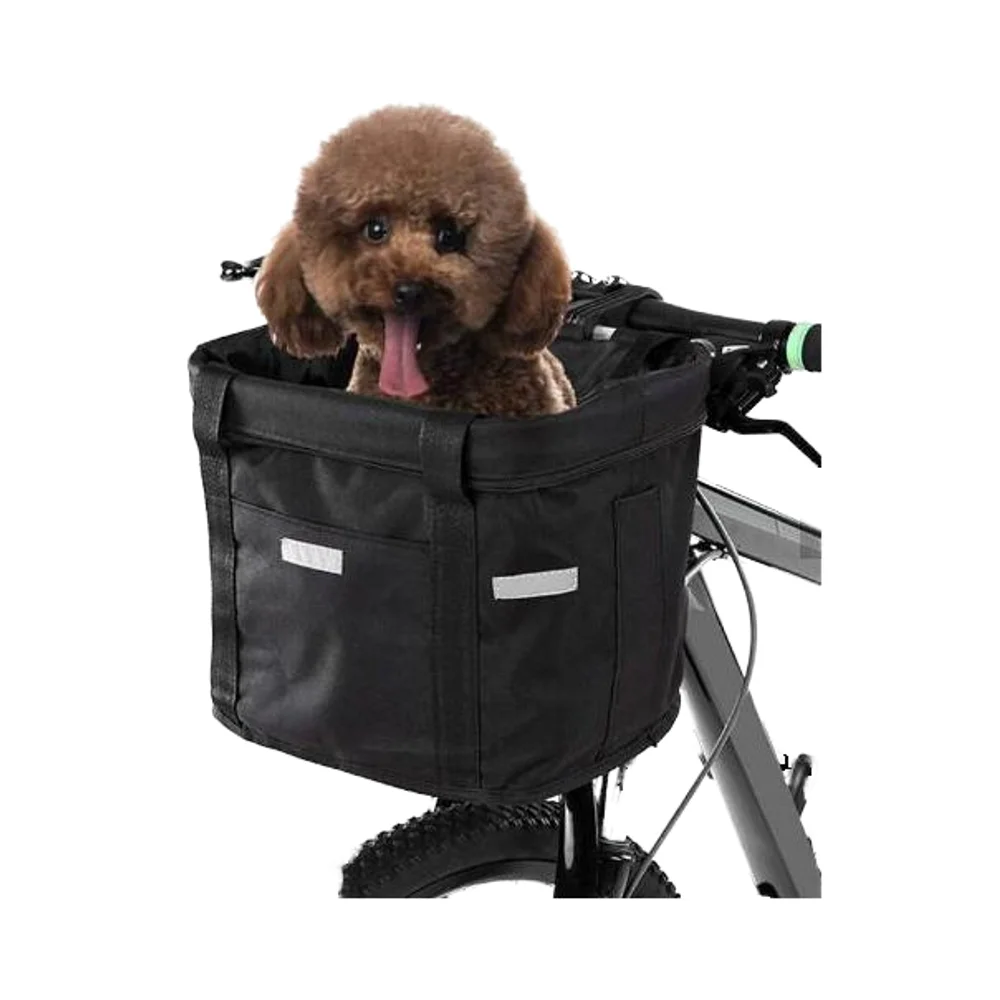 dog bike bag with Reflective Strips Detachable Handlebar Front Basket Pet Cat Dog Carrier Bag Commuting Shopping Handbag