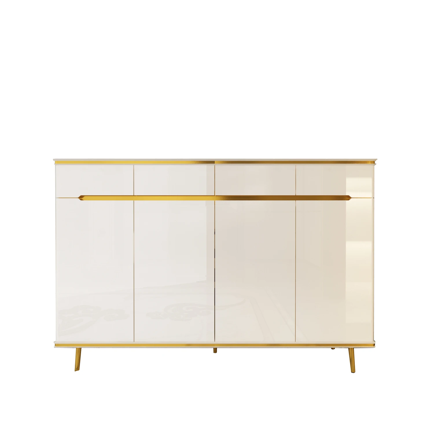 Big Storage Cabinet Shoe Rack Shoe Box 80 to 160cm  High Glossy White Door Black Grey Golden Color