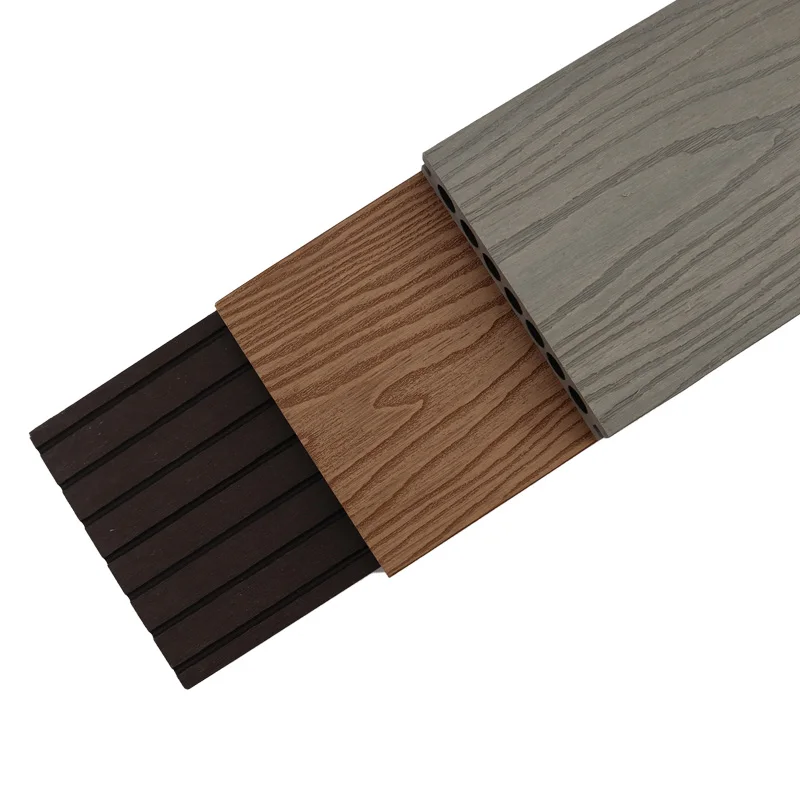 New Material PE  Deep Wood Grain 3D Embossed WPC Hollow Decking Garden Terrace Co-Extrusion WPC Flooring