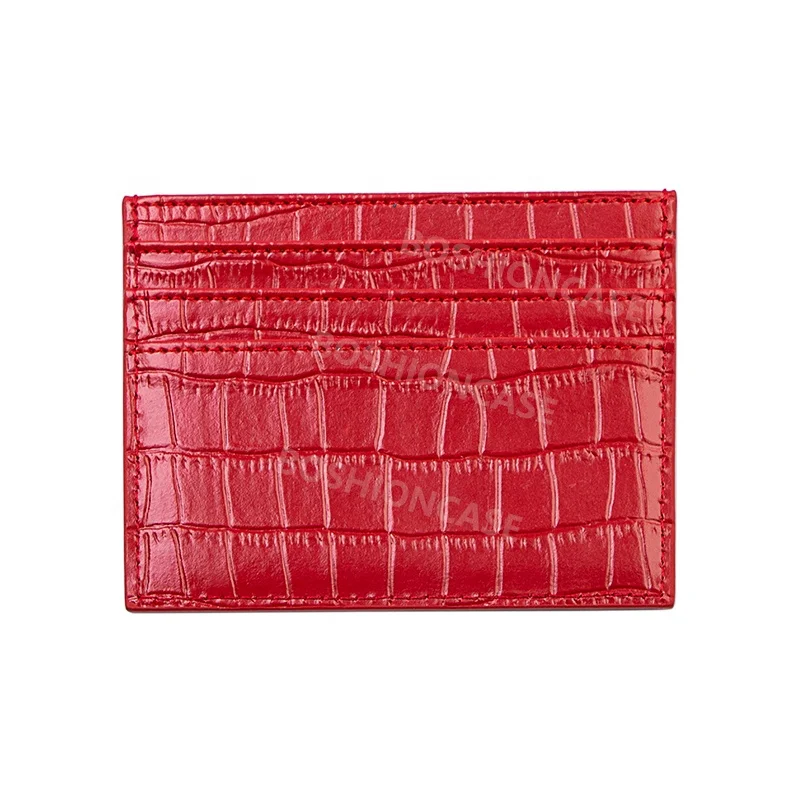 minimal slim Wallet Business minimalist RFID blocking coin Credit ID Card Holder Split crocodile leather men Card Case