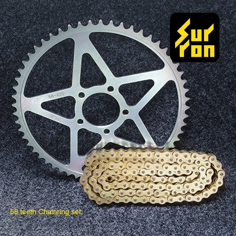 
sur ron electric bike parts, sprocket sur ron, 58 teeth 112 section gold oil seal 