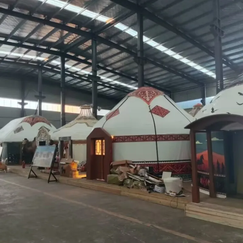 14M Large non-fading canvas mongolian yurt bell camping steel wood yurt ger tents