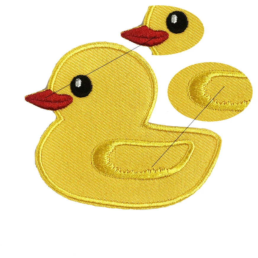 Wholesale Cute Yellow Duck Embroidered Patches Hats Clothes Appliques Custom Logo Iron On Embroidery Patches
